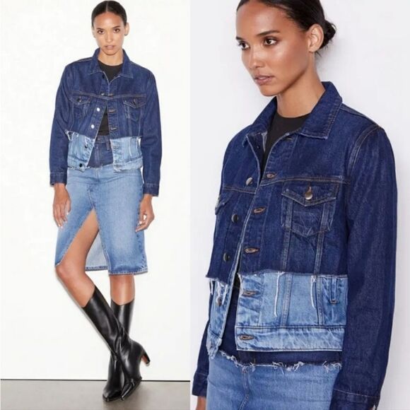 FRAME Reconstructed Ombre Denim Jacket size M - Picture 1 of 9